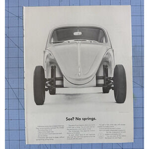 Vintage 1963 Orig Magazine Ad Volkswagen VW Bug Beetle Car See No Springs